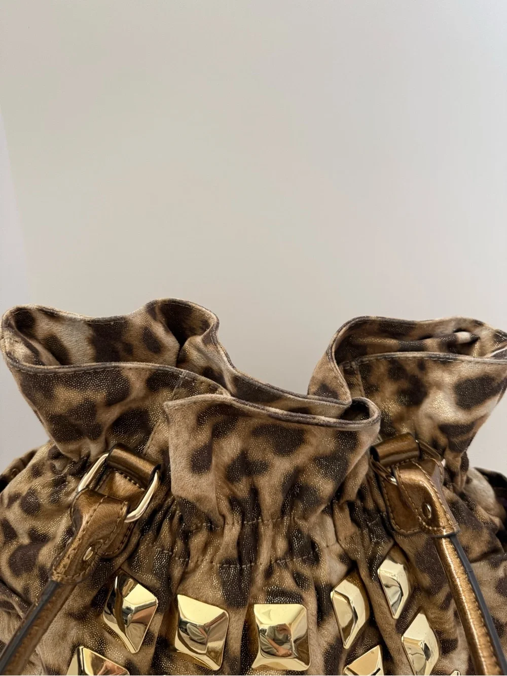 Kathy Leopard Print Studded Shoulder Bag Western Rodeo Y2K Glam Purse